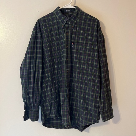Chaps Ralph Lauren Green Plaid Long Sleeve Button Up Shirt Size Large - Picture 1 of 7